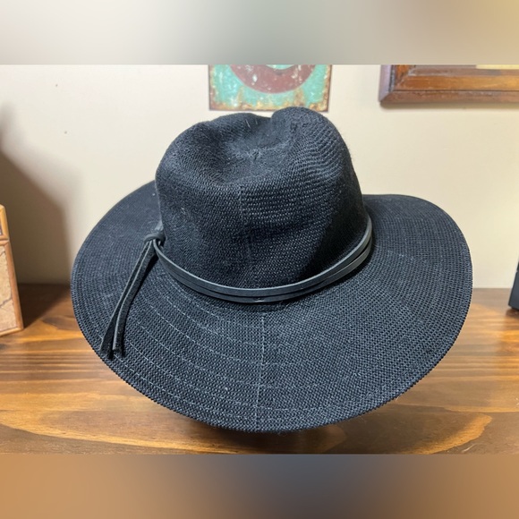 Anthropologie Hat Cotton Blend Packable Black - Picture 3 of 6